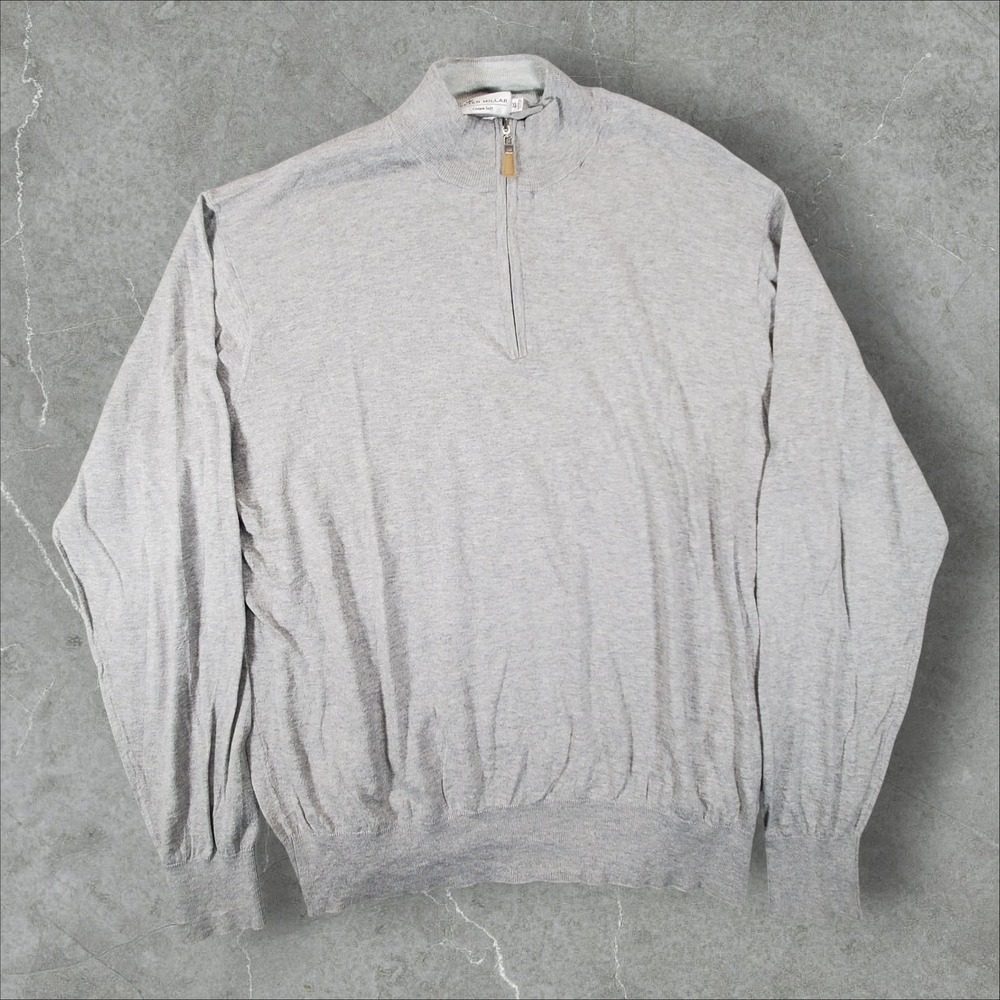 Peter Millar Quarter Zip Pullover Mens XL Gray Cotton Silk Crown Soft Sweater